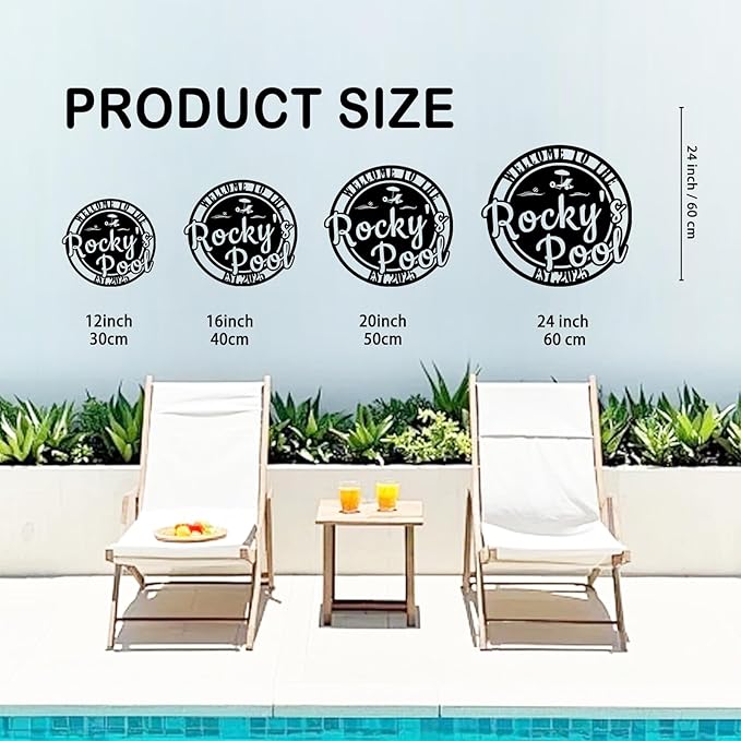 Custom Metal Pool Signs Outdoor - Personalized Funny Pool Rules, Rustic Wall Art for Pool Deck Decor, Outdoor Bar & Backyard Oasis Gift - MADE IN USA-Ruum Studio Home