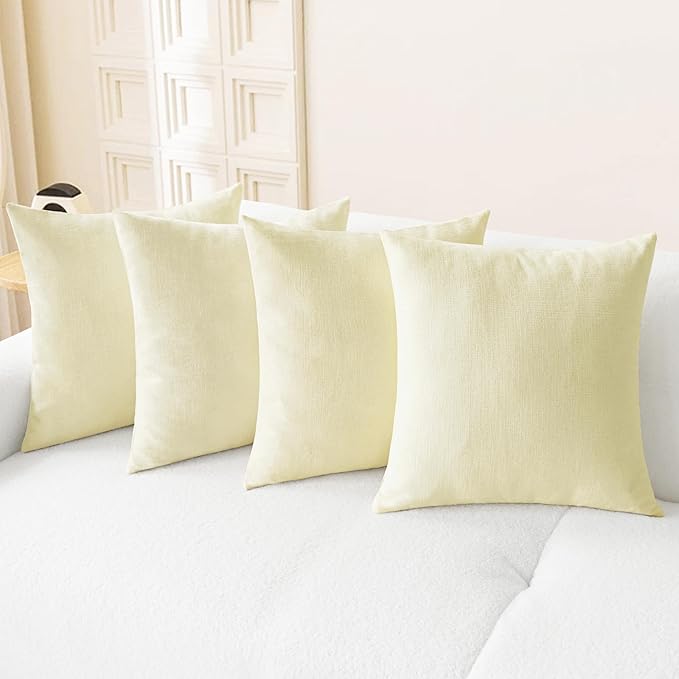 CaliTime Throw Pillow Covers Decorative 18 X 18 Inches Pack of 4 Cozy Chenille Cushion Cases for Couch Sofa Bed Living Room Home Beige-Ruum Studio Home
