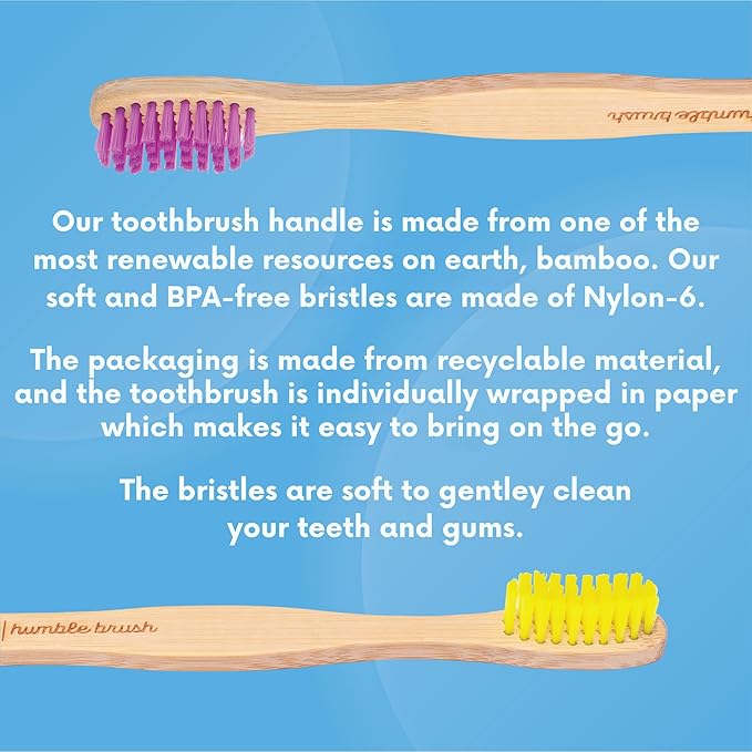 The Humble Co. Bamboo Toothbrushes (5pk) – Toothbrushes for Superior Oral Care, Dental Hygiene, and Gum Care, BPA Free (Soft Bristles)-Ruum Studio Home