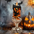 Eldnacele Halloween Snow Globe Candles Lighted Lamp USB Powered Battery Operated Spooky Spinning Water Glittering Tornado Flameless Candles Skeleton Hand Holder Halloween Centerpiece Decor(Castle)-Ruum Studio Home