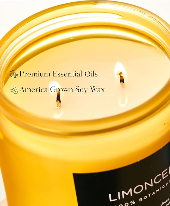 M&SENSE Limocello Scented Candle - 11.6oz Natural Soy Wax Non Toxic 70-Hour Slow Burning 2-Wick Lemon Highly Scent for Home Decor, Summer Candle for Yoga Spa & Meditation & Relaxing Gift-Ruum Studio Home