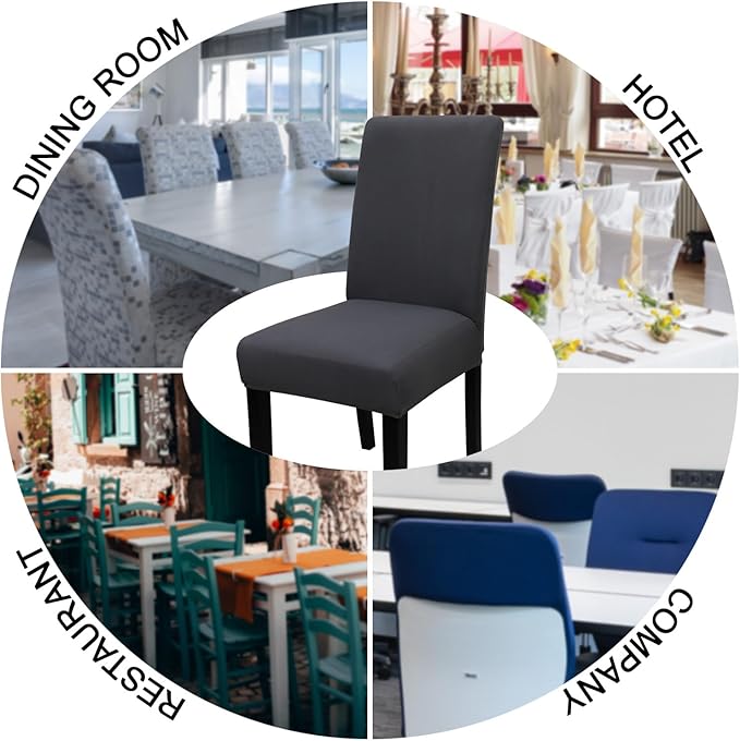 JQinHome Dining Chair Covers Dining Room Chair Slipcovers,High Stretch Removable Washable Parsons Chair Slipcover for Home Party Hotel Wedding Ceremony (Grey)-Ruum Studio Home