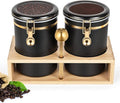 Yangbaga 304 Stainless Steel Coffee Canisters for Ground Coffee,2 x 63OZ Coffee Container with Shelf Coffee Bean Storage, Food Storage Jar with Gold Airtight Locking Clamp and Spoon for Kitchen-Ruum Studio Home