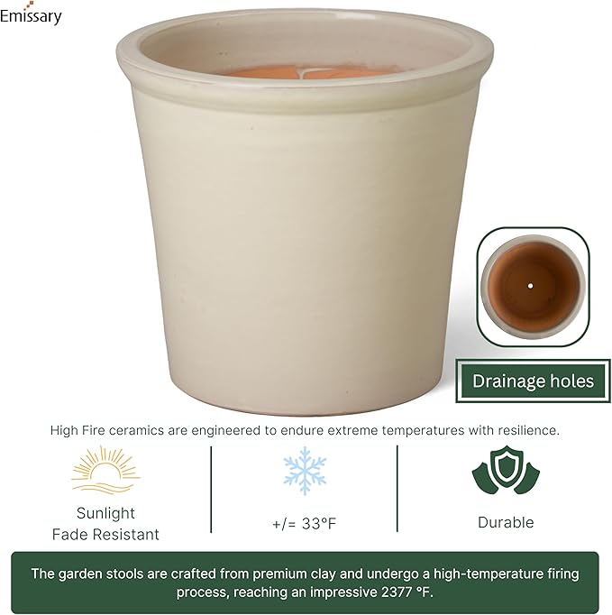 Emissary Round Stoneware Planter (Parent SKU 12012) (Cream, 16" D x 15" H)-Ruum Studio Home