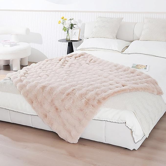 UKELER Faux Fur Throw Blanket Plush Thick Fleece Blanket Fluffy Cozy Soft Warm Blankets Throws for Bed, Couch, Sofa, Office, Camping 50''x60'' Camel-Ruum Studio Home