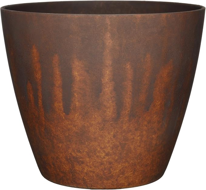 Classic Home and Garden Vogue Planter Pots w/Pottery Quality Finish - Modern Indoor & Outdoor Flower Pots - UV-Resistant Porch Planters - Decorative Pot for Flowers & Herbs (8” Burnished Rust)-Ruum Studio Home