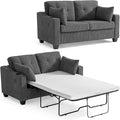 Pull Out Sofa Bed, Full Size Sleeper Sofa, 2-in-1 Convertible Corduroy Couch with USB Charging, Memory Form Couch for Living Room, Apartment and Small Space (Dark Grey, Corduroy - Full Size)-Ruum Studio Home