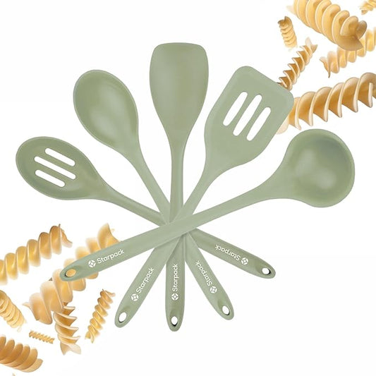 Starpack 'Stir & Serve' Silicone Cooking Utensils Set (5 Pcs) - Kitchen Utensils Set Heat Resistant to 600°F - Kitchen Utensils for Nonstick Cookware - Silicone Utensil Set for Mixing & Cooking-Ruum Studio Home