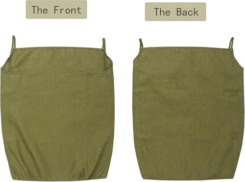 100% Pure Linen Dual Hanging Laundry Bag with 2 Deep Pocket and 2 Side Zipper 20x27in, Over The Door Laundry Hamper Space Saving Hampers for Dirty Clothes Home Travel, Green-Ruum Studio Home