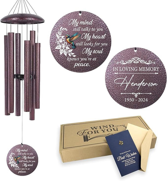 ASTARIN 36" Large Deep Tone Personalized Sympathy Wind Chimes, Memorial Wind Chime for Loss of Mother Father Loved One, Bereavement Gifts Decor Outdoor Patio Garden Graveyard-Ruum Studio Home