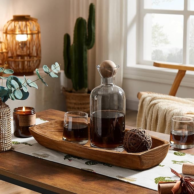 Uziass Wood Dough Bowl, 17.25"x 8.8" Hand Carved Wooden Dough Bowls for Decor Rustic Wood Dough Bowls Decorative Wooden Dough Fruits Bowl for Table Centerpiece Dining Living Room Home Kitchen Decor-Ruum Studio Home