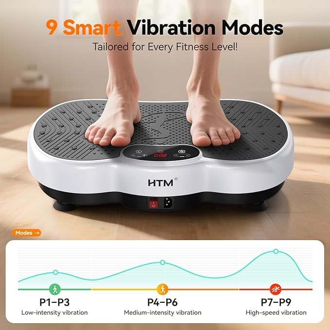 Vibration Plate Exercise Machine - 300 lbs Weight Capacity, 120 Speed Levels, 9 Workout Modes for Home Fitness, Muscle Toning & Weight Loss-Ruum Studio Home