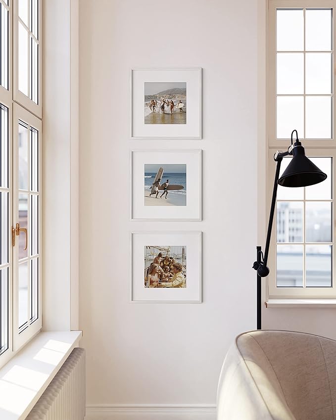 HAUS AND HUES Square Picture Frames 12 x 12 Set of 25 - Photo Gallery Wall Frame Set, Wood Frames With Mat, White Oak-Ruum Studio Home