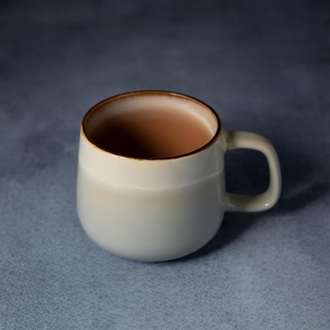 Ceramic Coffee Mugs Set of 4, 12 oz Stoneware Coffee Cups with Comfortable Handle for Latte, Tea, Cappuccino, Cocoa -Microwave and Dishwasher Safe - Modern Unique Aesthetic - Reactive Glaze-Ruum Studio Home