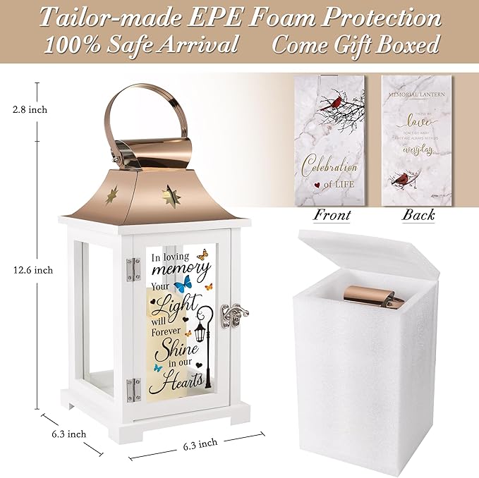 Memorial Lantern, Sympathy Gifts for Loss of Mom/Dad/Loved One, Bereavement Gifts, in Memory of Loved One Lantern,Celebration of Life, Memorial Gifts, Funeral Lantern, in Loving Memory Your Light ...-Ruum Studio Home
