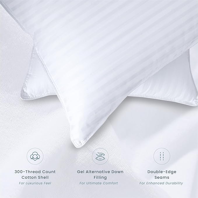 Threadmill Soft Bed Pillows King Size Set of 2 | Down Alternative Cooling Soft Pillows for Sleeping | 20 x 36 Hotel, King Size Pillows 2 Pack for Back, Stomach or Side Sleepers-Ruum Studio Home