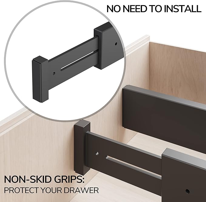 BAMEOS Drawer Dividers Bamboo Separators Organization Expandable Organizers for Kitchen Bedroom Bathroom Dresser Office 4-pack-Ruum Studio Home