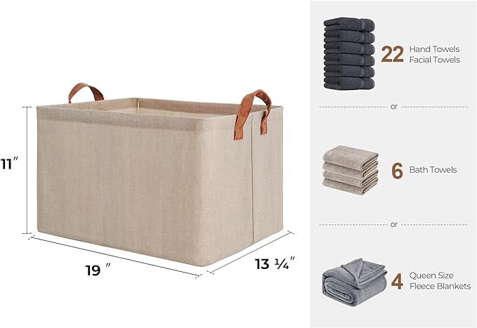 StorageWorks Storage Bins, Fabric Storage Bins for Shelves, Extra Large Storage Baskets with Metal Frame, Closet Baskets and Bins with Handles, Jumbo, Brown and Beige, 2-Pack-Ruum Studio Home
