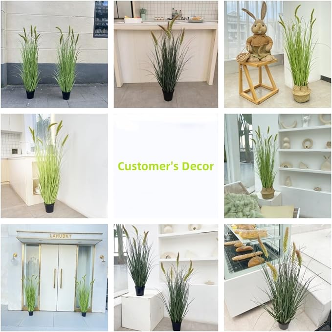 Green Onions Fake Plants,Artificial Plants Indoor, Fake Grass Decor Green Plant Fake Outdoor Flowers Fake Succulents,Artificial Tall Grass Plants with Pots House Decorative(47" 2 Pack)-Ruum Studio Home