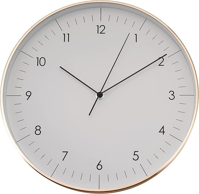 LUUK LIFESTYLE Silent Quartz Wall Clock, Nordic and Minimalist Design, Interior Decoration for Living Room, Kitchen, Bedroom, White and Gold-Ruum Studio Home