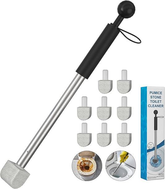 Pumice Stone Toilet Bowl Cleaner,16.7Inch Toilet Pumice Stone with Handle Cleans Hard Water Ring Calcium Buildup&Stains for Toilet Bath Kitchen Household Cleaning（Black-Ruum Studio Home