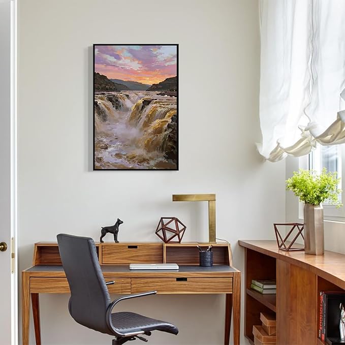 The surging waterfall scenery in the canyon is suitable for posting in the living room bedroom and office landscape posters-Ruum Studio Home