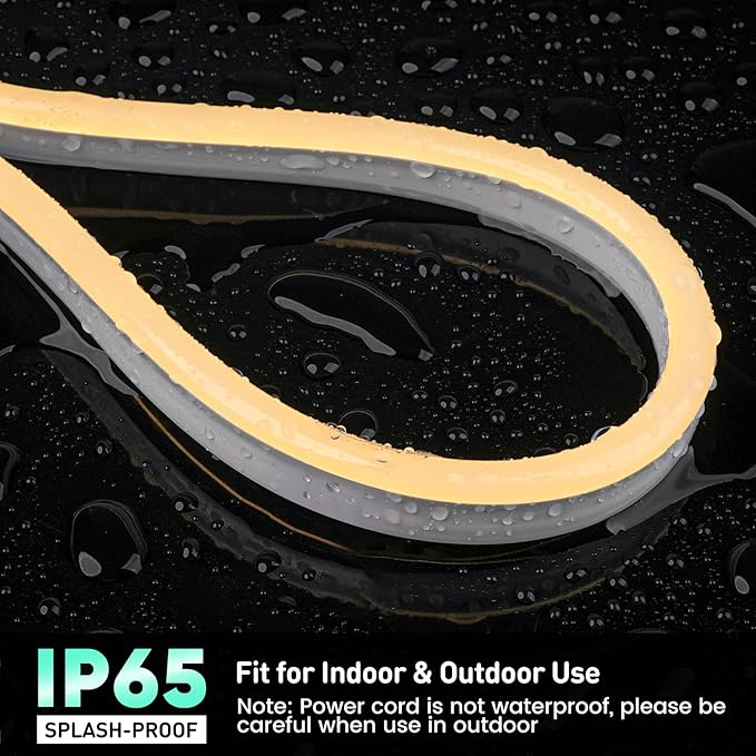 GZBtech Flexible LED Neon Rope Lights 82FT,AC 110-120V Waterproof Strip Light, 120 LEDs/M Cuttable Connectable Neon Lighting for Indoor Outdoor Home Decor/Commercial Building Use-Warm White 25M-Ruum Studio Home