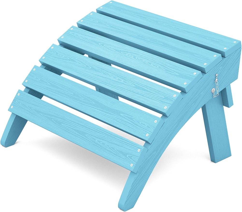 KINGYES Folding Adirondack Ottoman for Adirondack Chair, Light Blue-Ruum Studio Home