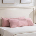 Fancy Homi Set of 2 Blush Pink Boho Long Lumbar Body Decorative Throw Pillow Cover 14x36 Inch for Bed Couch Bedroom Bench, Soft Patchwork Corduroy Textured Pillow Case, Rustic Farmhouse Room Décor-Ruum Studio Home