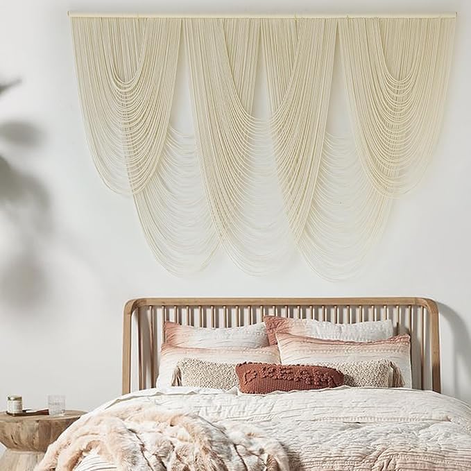 Macrame Wall Hanging Large Macrame Wall Decor Yarn Art 57" W x 41" L For Headboard Bedroom Living Room Craftsmanship Fiber Home Art-Ruum Studio Home