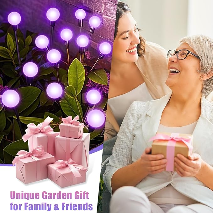 Solar Garden Lights Outdoor, Waterproof Solar Powered Lights for Yard Pathway Patio, Swaying Lawn Decor as Gardening Gifts for Women Holiday (Purple, 6 Pack 36 LED)-Ruum Studio Home