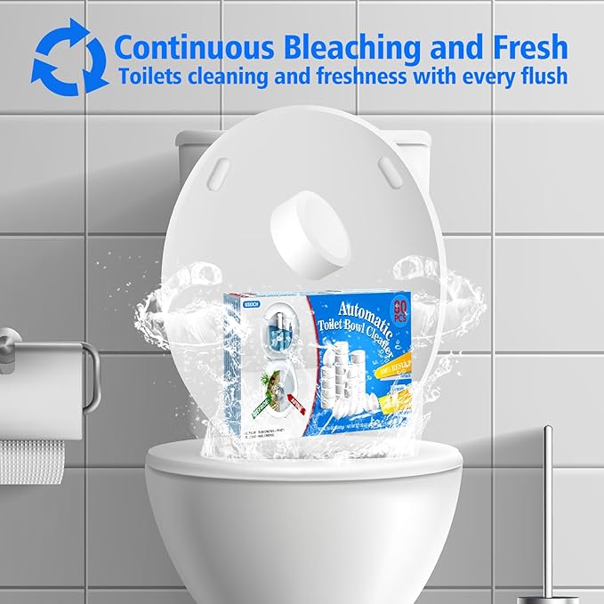 USKICH Toilet Bowl Cleaner - 80 PACK, Household Automatic Toilet Bowl Cleaners with Bleach, Bathroom Toilet Tank Cleaners Tablets with Sustained-Release Technology for Against Tough Stains-Ruum Studio Home