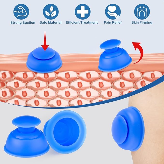 Silicone Cupping Therapy Sets-10pcs Professional Vacuum Cupping for Myofascial Massage/Joint Pain/Anti Cellulite/Deep Muscle Relief & More(Blue)-Ruum Studio Home
