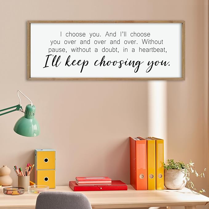 comurdyo I'll Keep Choosing You Sign 40"X15" for Master Bedroom Above Bed Wall Decor I Choose You Large Wood Framed Wall Hanging Art (Wood)-Ruum Studio Home