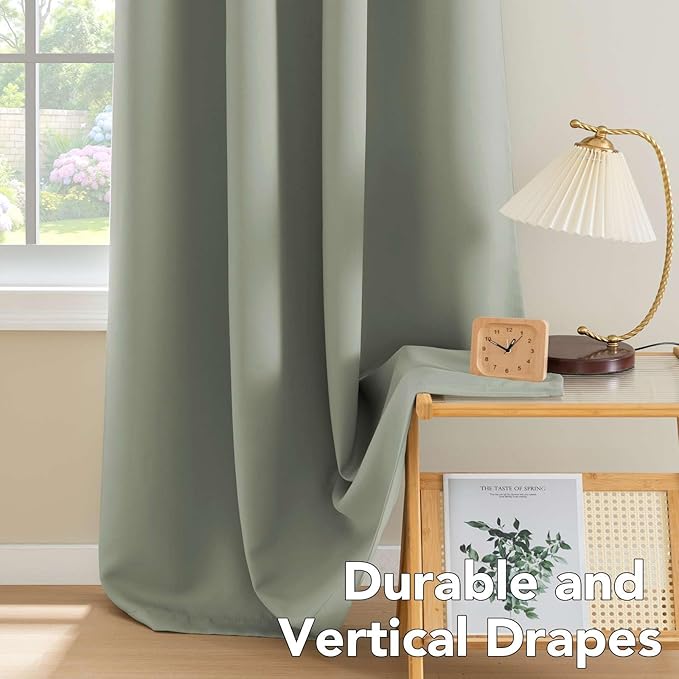 H.VERSAILTEX Room Darkening Curtains for Living Room Light Reducing Thermal Insulated Window Treatment Panels/Drapes Grommet Top 2 Panels Sea Grass - 52 x 84 Inches-Ruum Studio Home