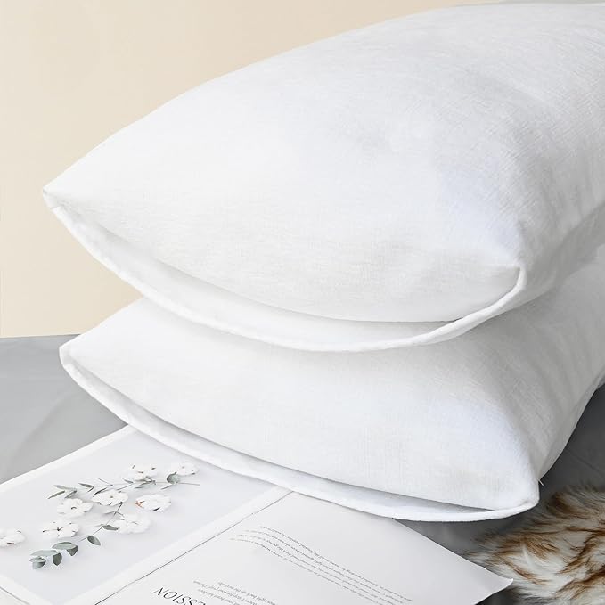 CaliTime Throw Pillow Covers Decorative 20 X 26 Inches Pack of 2 Cozy Chenille Standard Pillow Shams Cases for Couch Sofa Bed Living Room Home True White-Ruum Studio Home