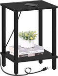 TUTOTAK End Table with Charging Station, Side Table with USB Ports and Outlets, Nightstand, 2-Tier Storage Shelf, Sofa Table for Small Space TB01BK040-Ruum Studio Home