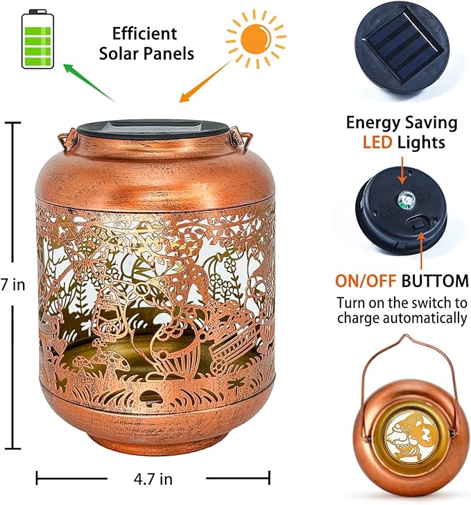 Gnomes Solar Lanterns Outdoor Waterproof,Hanging Solar Lights Gnome Gifts for Women Metal LED Decorative Light for Yard,Patio,Lawn,Tabletop,Pathway,Landscape,Garden Gnomes Decor-Ruum Studio Home