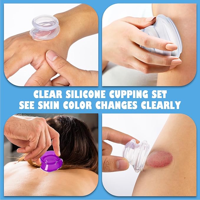 15Pcs Cupping Therapy Set-Professional Silicone Cupping, Suitable for Facial Body Massage/Deep Myofascial Release/Pain Relief/Muscle Relaxation & More (Purple,15pcs)-Ruum Studio Home