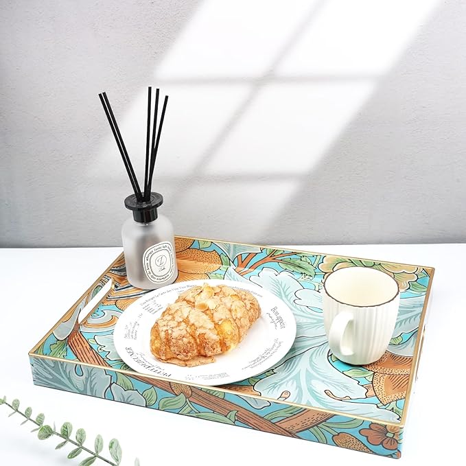 Spsyrine Serving Tray with Handles, Plastic Decorative Tray for Coffee Table, Living Room, Home Decor, Sunflower-Ruum Studio Home