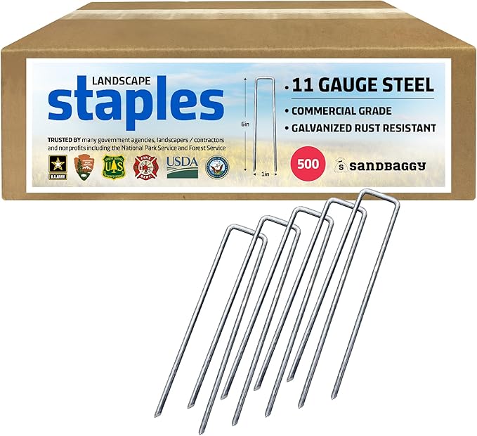 Sandbaggy 500-Count 6-Inch Galvanized Landscape Staples - SOD Garden Stakes ~ Trusted by Farmers & Contractors Across The USA-Ruum Studio Home