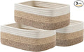 KALLAX Small Woven Basket, 12 x 8 x 4.5 Inches, Storage Basket for Organizing, Cute Small Rope Shelf Closet Cube Storage Bins Baskets for Shelves, Dog Toy Gift Baskets Empty, 3 Pack Gradient Brown-Ruum Studio Home
