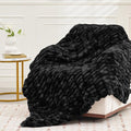 Ultra Soft Luxury Faux Fur Twin Blanket for Counch,Fuzzy Fluffy Plush Warm Cozy Elegant Wrinkled Blanket for Sofa Bedroom Living Room,（60"x80",Tie-dye Black）-Ruum Studio Home