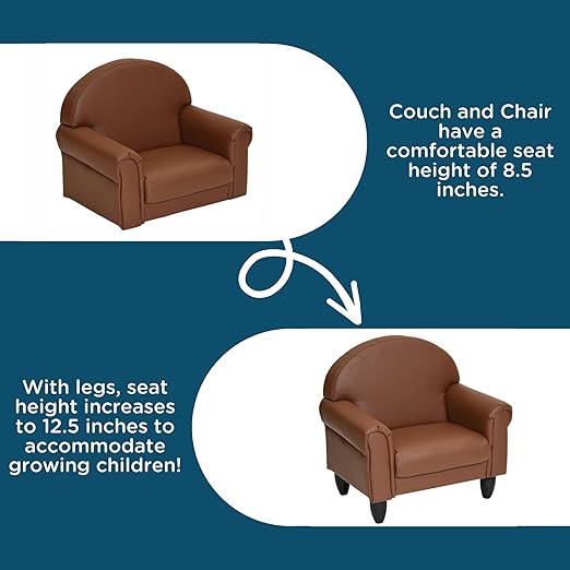 Children's Factory As We Grow Toddler Chair, Flexible Seating for Daycare or Preschool, Kids Reading Couch, Playroom Furniture, Walnut-Ruum Studio Home