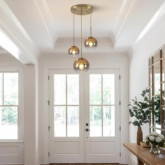 KCO Lighting Gold Cluster Pendant 3-Light Large Glass Pendant Lights Kitchen Island Bubble Globe Chandelier Mid Century Modern Hanging Light-Ruum Studio Home