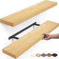 BAYKA Floating Shelves, 22.5" Wall Mounted Wood Shelves for Bathroom, Bedroom, Living Room, Kitchen, Hanging Shelf for Books/Storage/Decor (Oak-Toned,Set of 2)-Ruum Studio Home