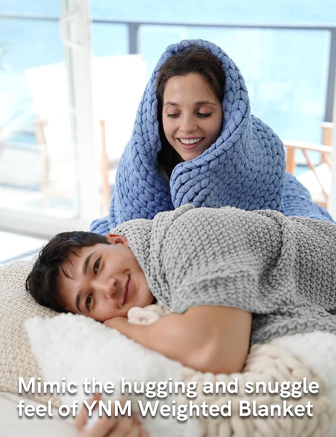 YnM Chunky Cotton Knit Throw Blanket, Cable Knit Throws for Bed Couch Sofa, Comfy & Relaxing, Decorative Piece for Farmhouse Modern Boho Rustic Scandinavian Chic Vibe, Quarry Grey 60x80 Inches-Ruum Studio Home