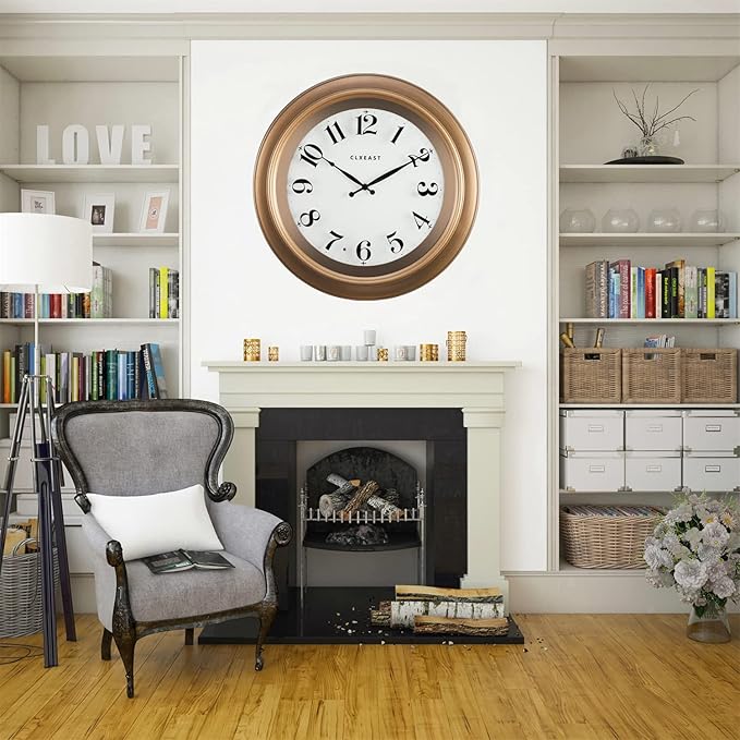 CLXEAST 18 Inch Glow in The Dark Wall Clocks for Living Room Decor, Large Illuminated Gold Wall Clock,Antique Brushed Gold,House Warming Gifts New Home-Ruum Studio Home