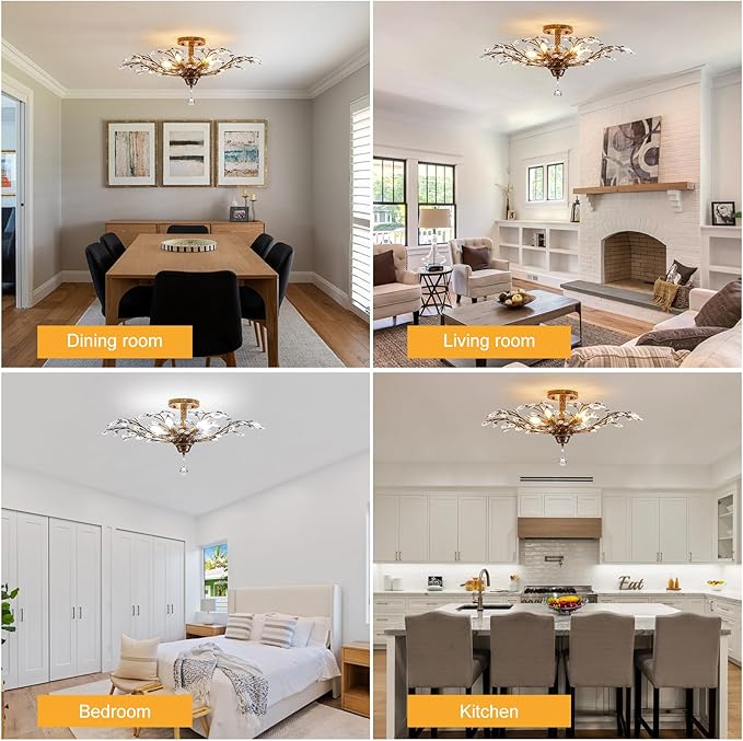 Ganeed Vintage Crystal Chandelier, Modern Bronze Branches Ceiling Light Fixture with 5-Light Heads for Farmhouse Living Room Dinning Room Kitchen Over Table Hallway-Ruum Studio Home