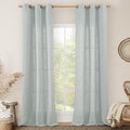 LAMIT Blue Linen Curtains 84 Inch Length for Living Room, Semi Sheer Light Filtering Drapes Bronze Grommet Boho Burlap Panels for Bedroom/Farmhouse, 2 Panels, 34 x 84 Inch, Greyish Blue-Ruum Studio Home
